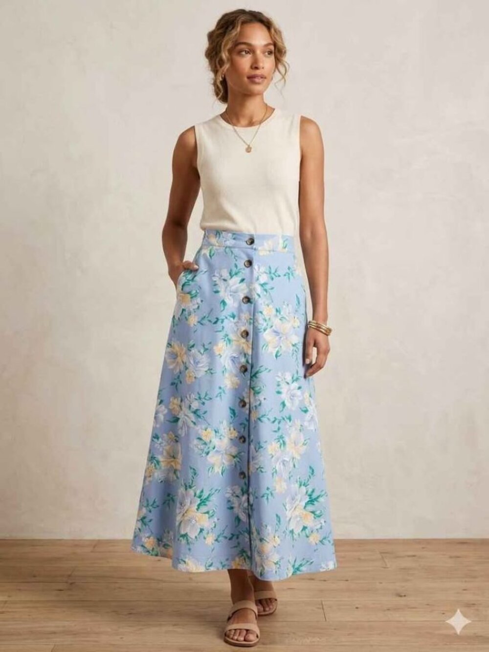 Vintage Jaclyn Smith Petite Floral Midi Skirt - Size 8
